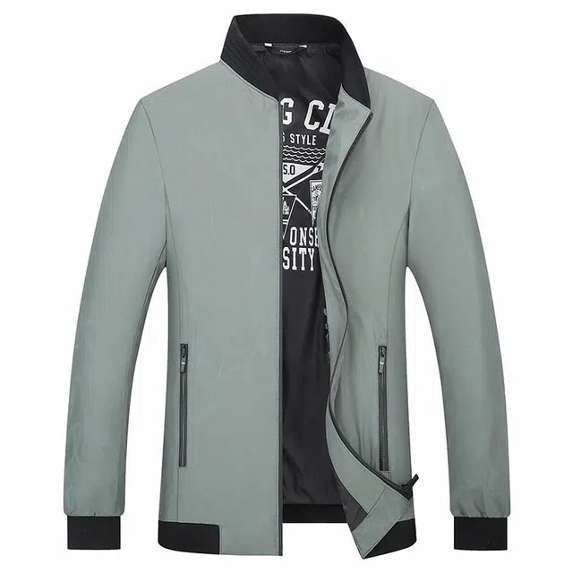 雅鹿 简约基础款百搭时尚立领户外运动休闲宽松印花棒球领帅气宽松高品质防风透气拉链长袖上衣夹克外套 男女同款