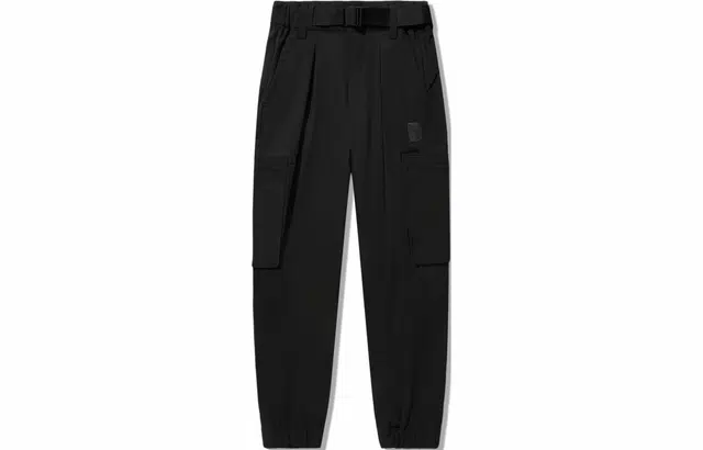 中国李宁 功夫系列 纯色宽松束脚针织运动裤 男款 黑色