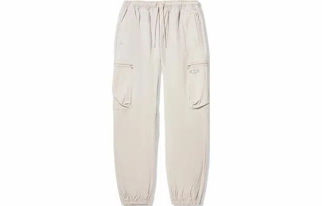 中国李宁 纯色束脚宽松针织运动裤 男款 云母灰