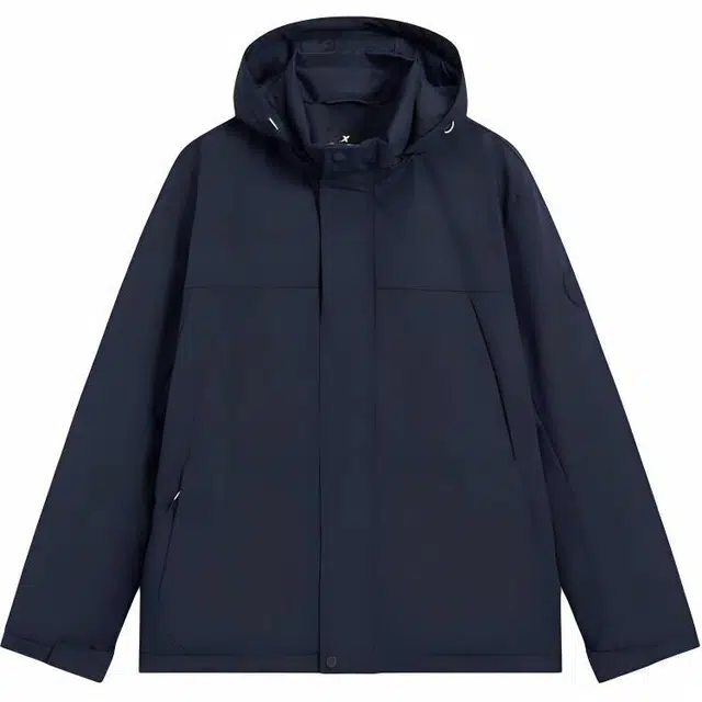 特步 户外系列 休闲连帽长袖风衣 男款 深绀蓝