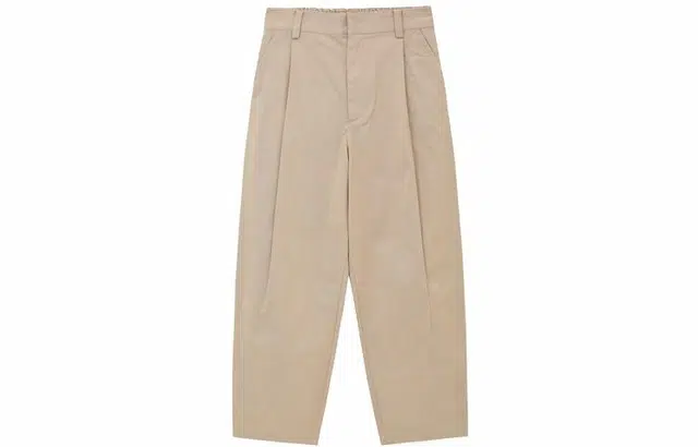 速写 春夏季 纯色拉链直筒日常简约通勤棉宽松阔腿西装裤长裤休闲裤 男款 卡其色黑色