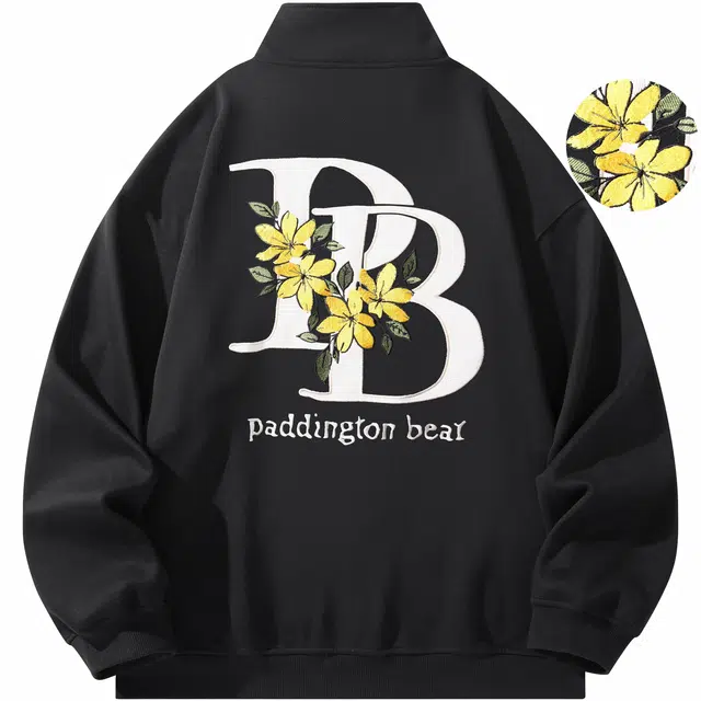 帕丁顿熊 黄金盏花高端万针刺绣休闲潮流百搭美式复古宽松夹克外套 男女同款
