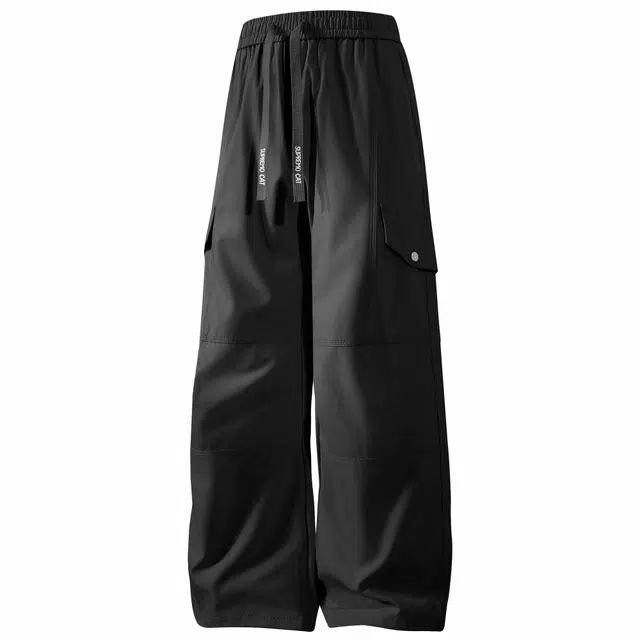 吾皇猫 美式复古学院风个性简约基础百搭显高垂感长裤多巴胺色系宽松直筒裤子无性别主义休闲防风防水户外伞兵冲锋工装裤 男女同款