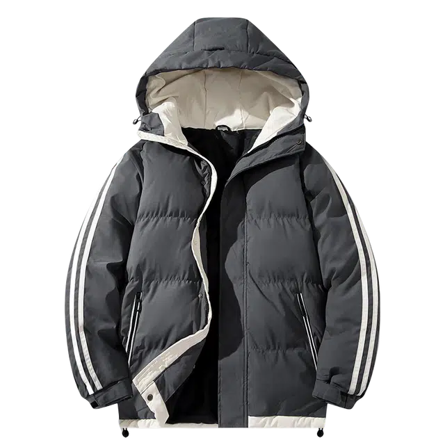 北极绒 防水经典面料级面包服两条高品质外套破卡连帽棉服 男款