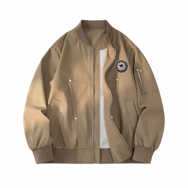 敦煌博物馆 山系万针刺绣徽章飞行员大码防水外套休闲宽松棒球领夹克 男女同款