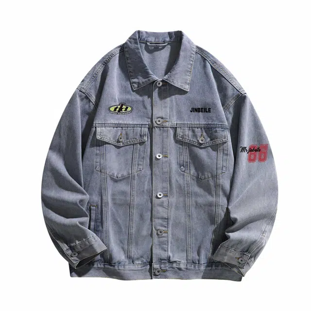 金贝勒 美式复古运动字母图案印花宽松休闲夹克外套 男女同款