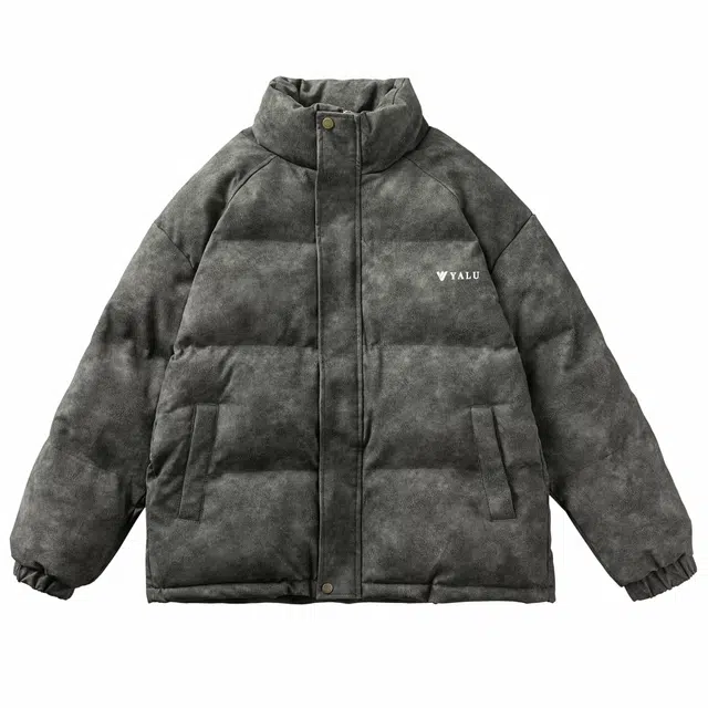 雅鹿 美式高街复古字母立领宽松防寒保暖长袖面包服外套棉服 男女同款