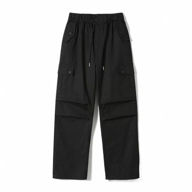 玉儿恋 纯色休闲宽松直筒伞兵工装裤 男款