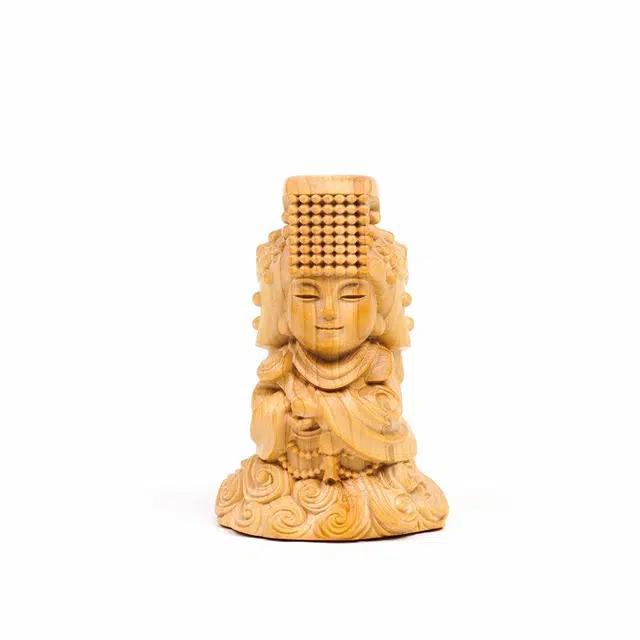 天纵 【海上女神赐福】国潮新中式纳福平安文玩手工艺品  五谷丰登 平安顺遂 实木精雕妈祖娘娘吉祥好运 黄杨木 摆件 男女同款情侣款