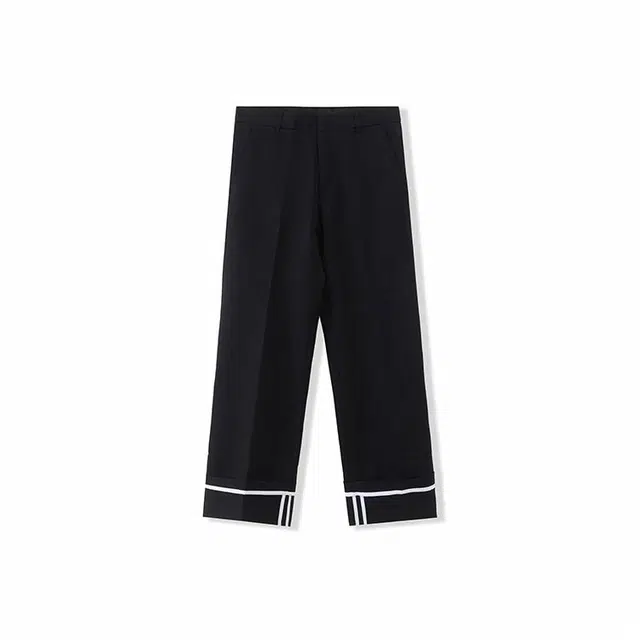 我是大卫 直筒垂坠感直筒纯色时尚休闲裤 男女同款 黑色