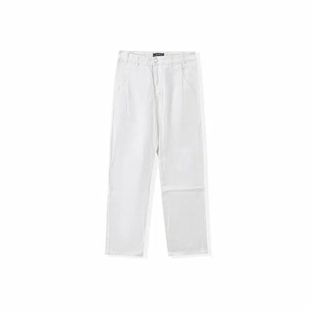 我是大卫 纯色宽松阔腿百搭直筒休闲裤 男女同款 白色