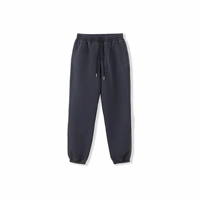 我是大卫 纯色简约百搭系带松紧腰束脚休闲裤 男女同款