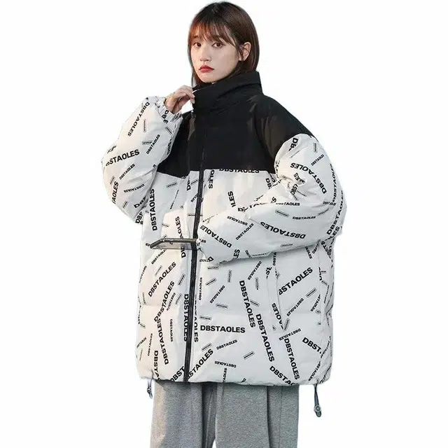 玉儿恋 港风加厚宽松立领保暖棉服 男女同款