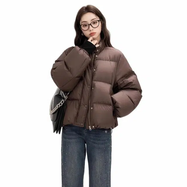 欧阳喜 复古百搭时尚棉服 男女同款 咖色