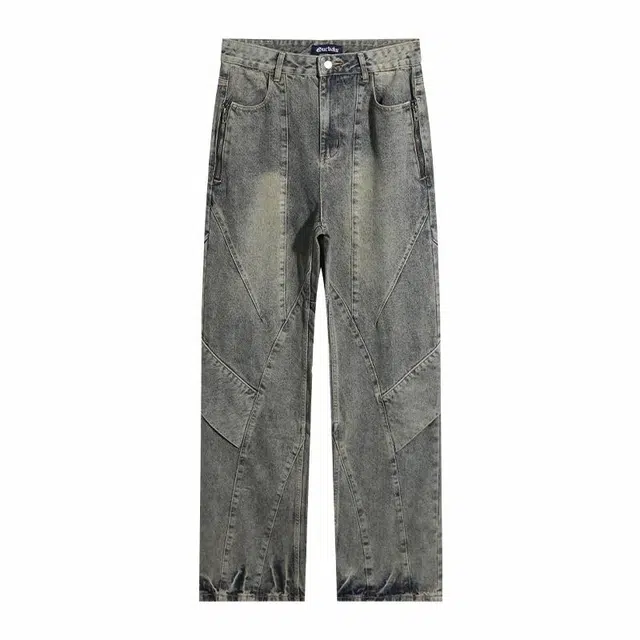 童先森 美式高街宽松直筒潮牌牛仔裤 男款 欧蓝