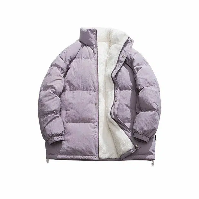 极限涡轮 多色羊羔绒加厚加绒保暖巴恩风棉服 男女同款 香芋紫