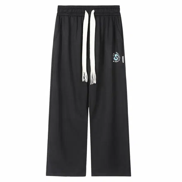 星际者 纯色火箭飞地球字母印花抽绳宽松休闲裤 男女同款