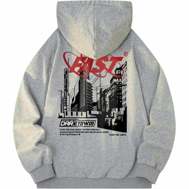 快鱼 美式基础款简约无性别主义连帽舒适宽松夹克外套 男女同款