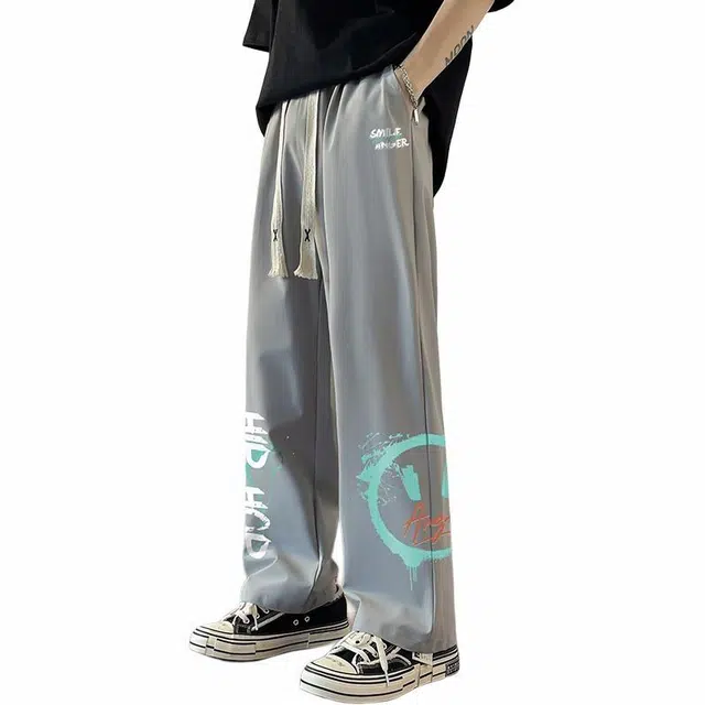 大白鲨 冰丝宽松卫裤舒适百搭九分休闲裤 男款