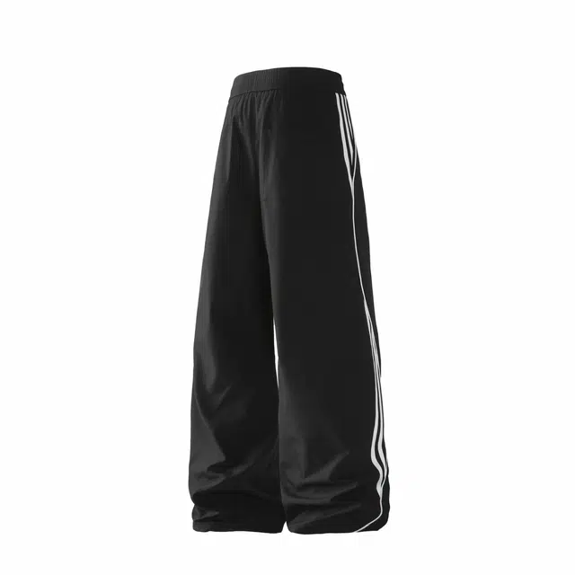 佐菲利 美式高街条纹潮流宽松百搭直筒抽绳休闲裤 男女同款