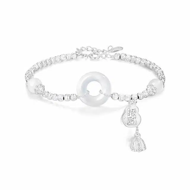 尚仟伊 【招财福禄】莲蓬福禄平安扣新中式小众设计精致百搭古风流苏莲花 招财纳福 财运滚滚#好运天然 玉髓 手链 女款