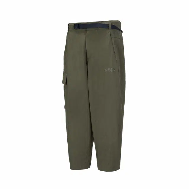 中国李宁 大地无痕 纯色直筒休闲裤 男款 深橄榄绿