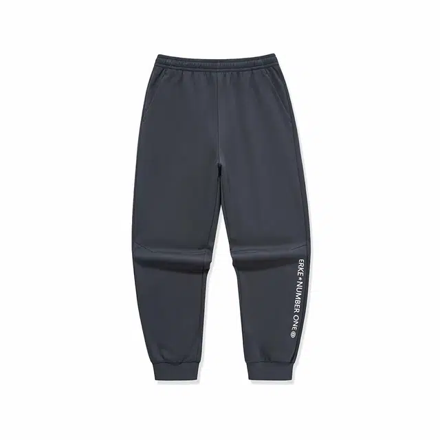 鸿星尔克 生活系列 加绒中腰系带束脚针织运动裤 男款 垠郁灰