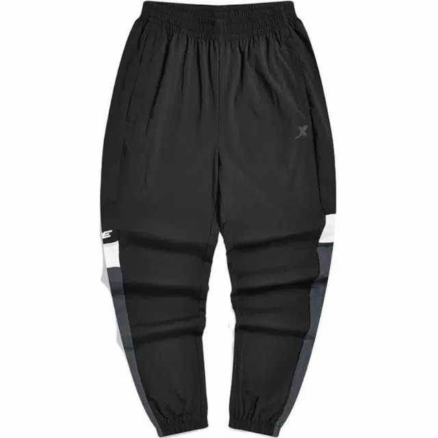 特步 活力系列 舒适运动跑步透气简约梭织九分裤休闲裤 男款 正黑色/炭灰色