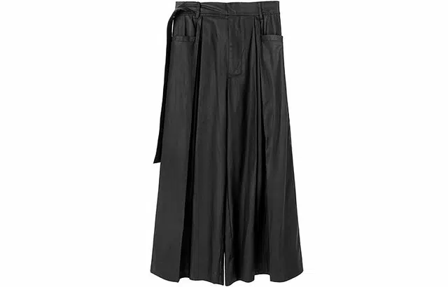 幻象者 纯色阔腿垂感八分休闲裤 男女同款 黑色