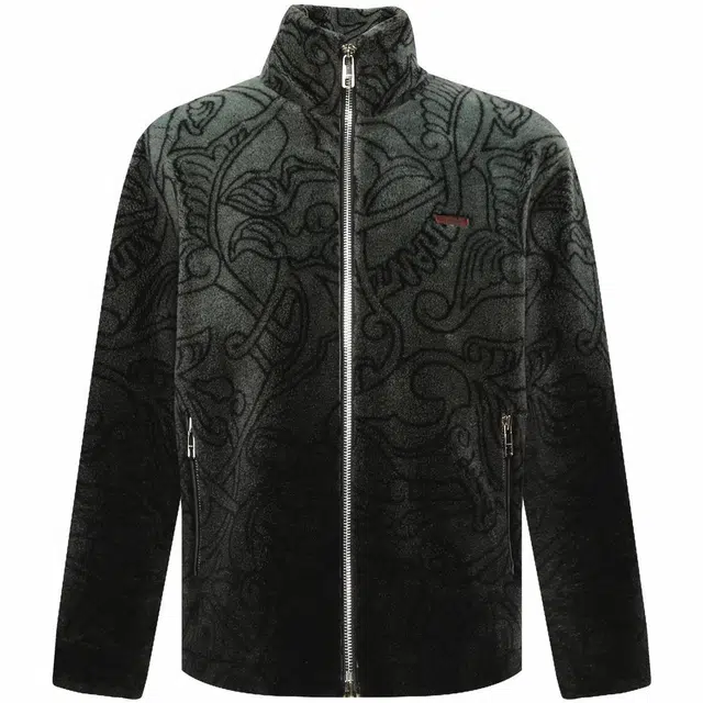 利郎 字母图案纯色保暖时尚都市质感立领极简风百搭皮草 男款 黑