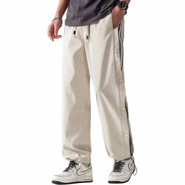 杜克恩 美式重磅排扣宽松直筒休闲裤 男款