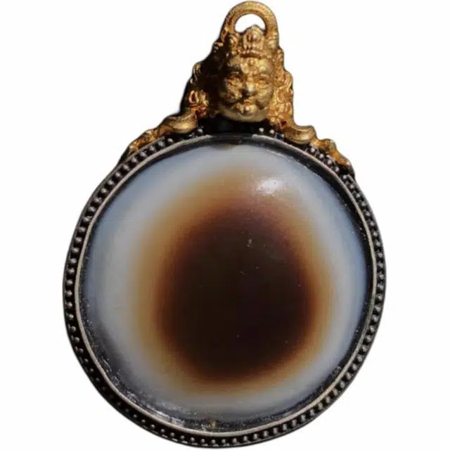 灵运宝 #转运招财羊眼板珠嵌银皮壳细腻颜色好老矿风化油润包浆老料器磨损到位天然 玛瑙 吊坠 男女同款情侣款