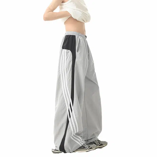 欧路得 简约宽松条纹百搭休闲裤 男款