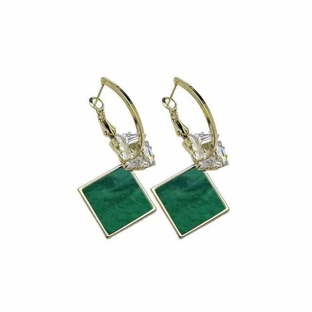 双生恋 几何菱形耳扣小众设计感百搭时尚精致日常通勤约会耳饰轻奢高级感 铜 耳环 女款