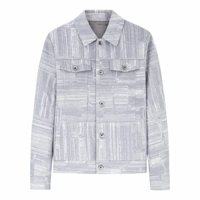 与狼共舞 大理石几何设计感挺括翻领经典夹克外套 男款 浅灰