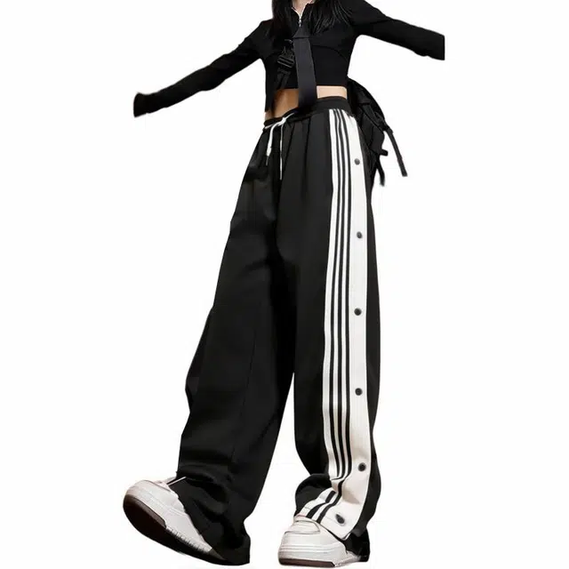 物质公式 美式高街复古经典款微喇休闲裤 男女同款 黑色