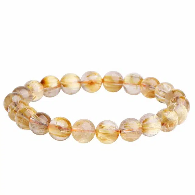 豆蔻时光 收藏级高品质潮流气质优雅新中式潮流高级感素珠#好运 金灿灿 钛晶 水晶手串 男女同款情侣款