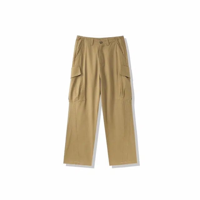 我是大卫 工装宽松美式复古高级感通勤户外大口袋直筒休闲裤 男女同款 深卡其色