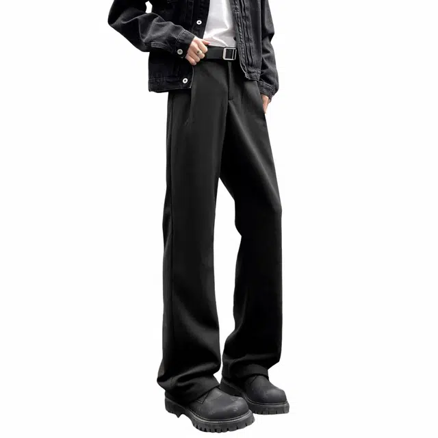 北欧攻略 美式基础款马吉拉弯刀裤显高显瘦显腿长微喇西裤痞帅通勤休闲裤 男女同款