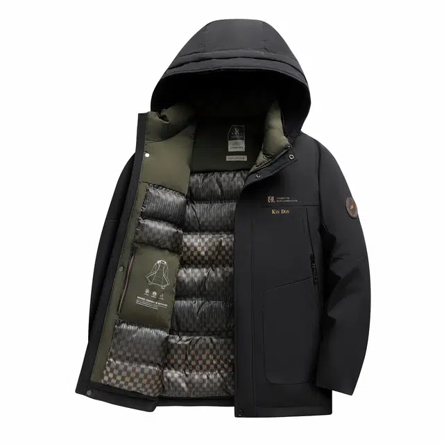 金盾 士休闲加厚保暖可脱卸帽派克服棉服 男款