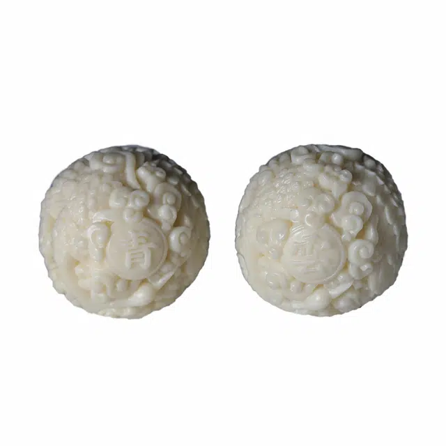 嫒柯 国潮新中式平步青云招财纳福轻奢高级感文玩盘玩装饰品湘工雕刻精细雕刻好运文玩手球#好运 象牙果 手把件 男女同款情侣款