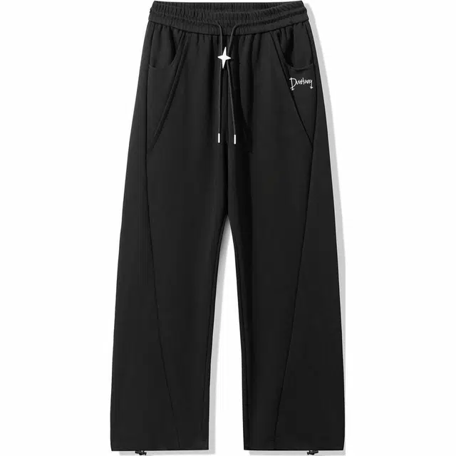 敦煌博物馆 美式复古基础款直筒脚抽绳香蕉立体剪裁休闲针织运动裤 男女同款