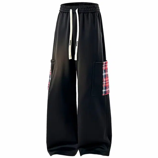 依文 美式高街复古潮牌中腰系带纯色直筒休闲裤 男女同款