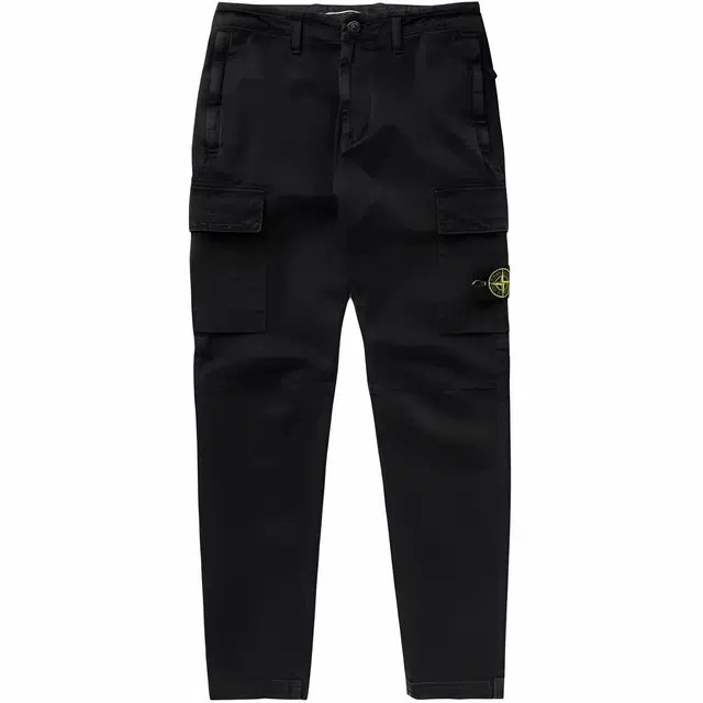 Stone Island Logo Zip Tapered Pants Black