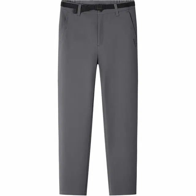 探路者 舒适简约直筒加绒保暖拉链休闲裤 男款 炭灰