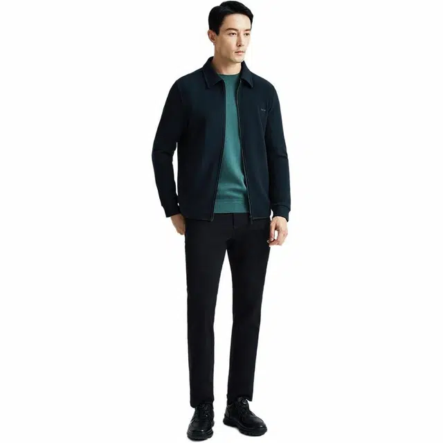 迪柯尼 翻领简约舒适长袖夹克 男款 黑色