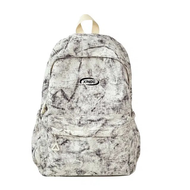 醇龙 日系扎染校园书包大学生初中轻便旅游背包 尼龙 双肩包 常规 男女同款情侣款 灰白色/红色/黑色/蓝色