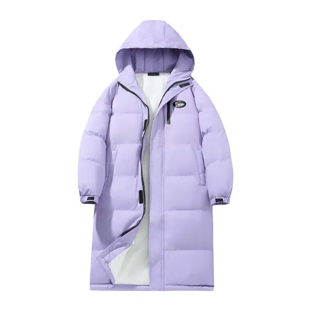 依文 经典连帽中长款面包服休闲百搭中性风简约设计感加厚宽松美式复古高街棉服 男女同款