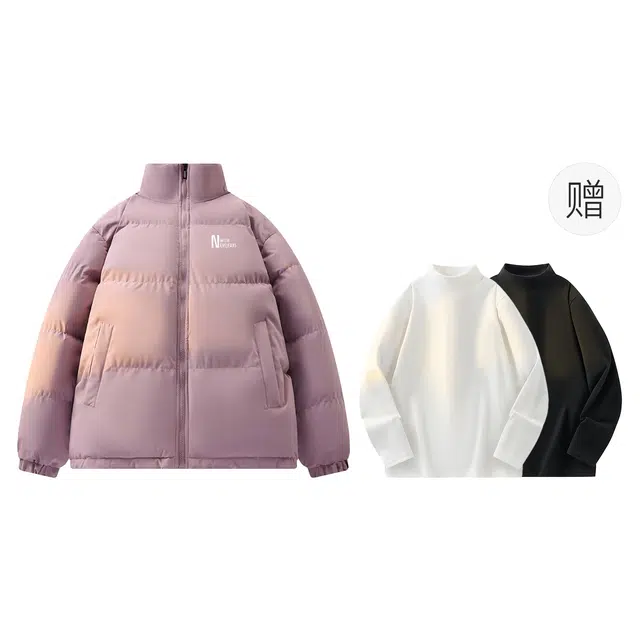 依文 经典基础款设计感简约高级感百搭立领宽松面包服美式慵懒风无性别穿搭保暖廓形棉服 男女同款