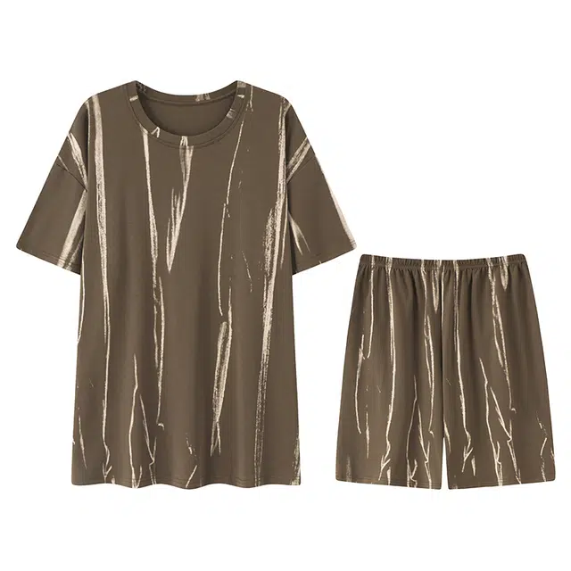 向薇 休闲舒适简约家居服睡衣套装 男款 图片色